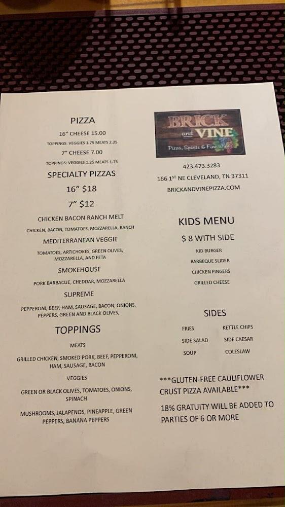 Brick and Vine Menu image 2